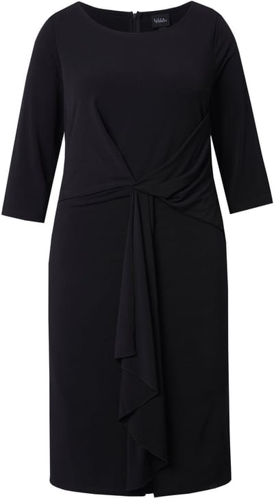 Ulla Popken - Dames - Midi-jurk mouwloos gedrapeerd - Zwart - Maat 50