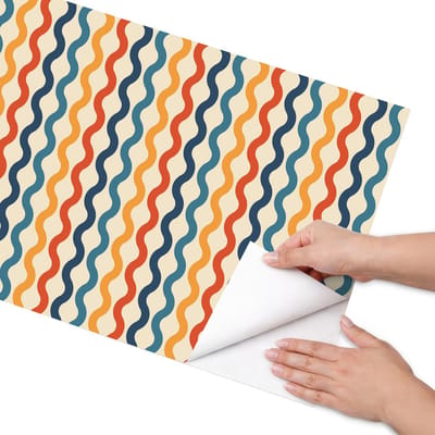 Coloray Meubel Wrap Folie - Romig Meubelfolie - 50x100 cm - Decoratiefolie Zelfklevend Kleurrijke golven - Meubelfolie Zelfklevend - Abstract Meubelfolie - Wrapfolie Keuken - Wanddecoratie - Achtergronden en patronen