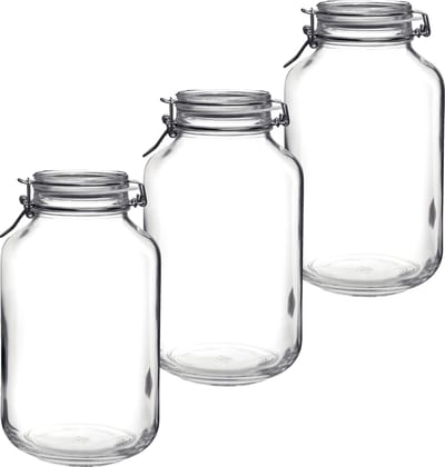 Bormioli Rocco Voorraad/weckpot - 3x stuks - glas - transparant - 28 x 15 cm - 4 L