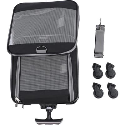 Sac de transport pour chien et chat avec roues, respirant, 4 fenêtres en maille, portable, pliable, pour animaux de compagnie, pour l'extérieur gray