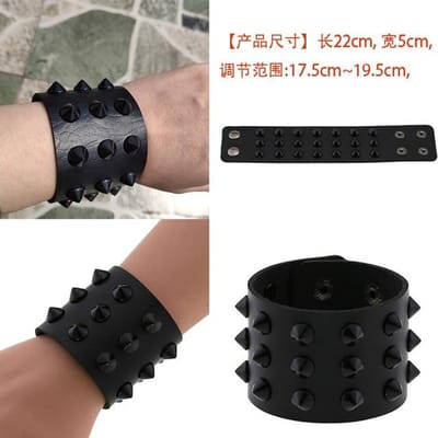 Bracelet en cuir noir Bracelet manchette Goth gothique Bar Punk Bracelets femmes hommes brassards peuvent être ajustés bijoux gray
