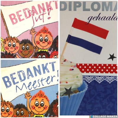 6 Luxe Geslaagd Wenskaarten - Kaart Wens Kaart Examen Geslaagd School Studie Opleiding - 3 Motieven Vierkant 14x14cm Rood Wit Blauwe Envelop - Art of Cards - Gratis Verzonden - Hoge Afnamekortingen