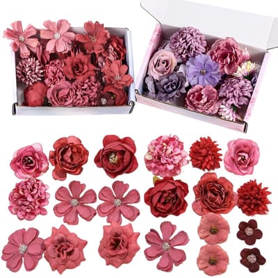 Dailygoods- Kunstbloemen 40 stuks - Kunstbloemkoppen 2-4 cm - Decoratief voor knutselen - Bruiloft/feest - Handwerk - Zijde materiaal - Nep Bloemen