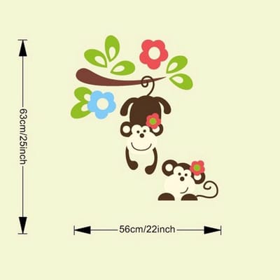 Muurstickers, decoratieve stickers, apen en bloemen