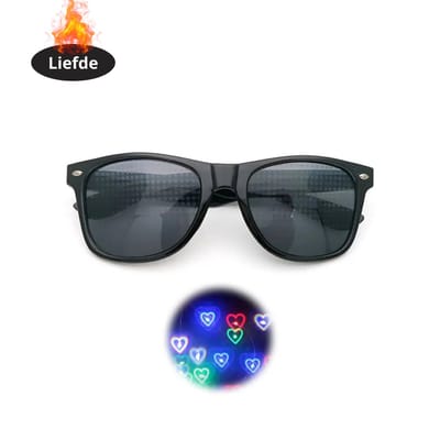 Bovista - Festival Bril - Rave - Space - Techno - Freaky Glasses - Heren - Dames - Zonnebril - Zwarte lens liefde