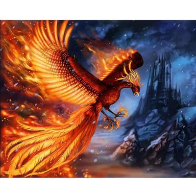 Diamond Painting Handwerk Volledige Diamond  Fantasy Undead Fire Phoenix  Borduursteentjes 20X30CM