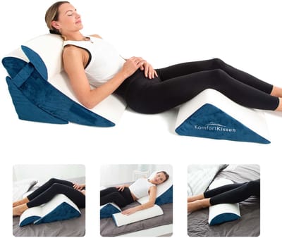 Ergonomisch Keilkussen 4-in-1 – Steunkussen voor Rug, Benen, Knieën & Nek – Memory Foam – Afneembare Wasbare Hoes