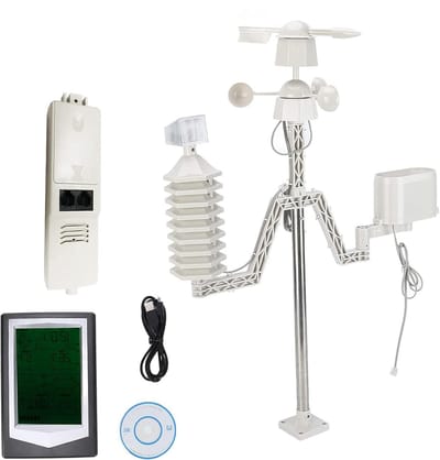 Weerstation Buiten - Windmeter Regenmeter - Tuin Weer Monitoren - Multifunctioneel Meetinstrument - 5V - Wit