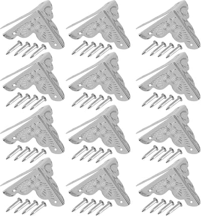 12 stuks houten doos sieraden cadeaucase hoekbeschermers – decoratieve ijzeren randbeschermer – zilver – geschikt voor houten kisten, sieradendozen en cadeauverpakkingen