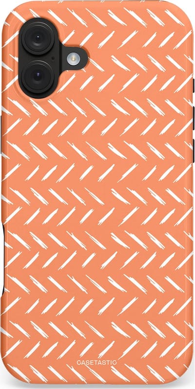 Casetastic hoesje geschikt voor Apple iPhone 16 Plus - MagSafe - Dubbellaagse bescherming - Oranje Witte Nederland Cross Patroon - Fashion Case - Terracotta Zand
