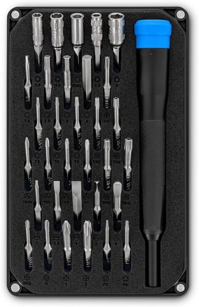 Famanu – 32-delige precisie-bitset – Torxbits met magnetische handgreep – Ideaal voor reparaties van laptop en console