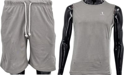 Hitman – Korte Broek Heren - 100% Katoen - 2 Delige Set - Korte Broek met Ritszakken - Sportkleding Heren - Huispak Heren - 1 x Korte Broek en 1 x Heren Hemd - Charcoal – Maat L