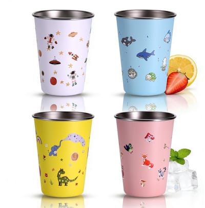 Dailygoods- Kinderbekers 4 stuks - 350 ml drinkbekers - Roestvrij