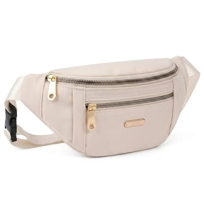 Wit heuptas dames en heren minimalistische heuptas verstelbare band met gesp meerdere rits vakken compact crossbody heuptasje met voorvak en goudkleurige ritsen voor dagelijks gebruik reizen en casual outfits