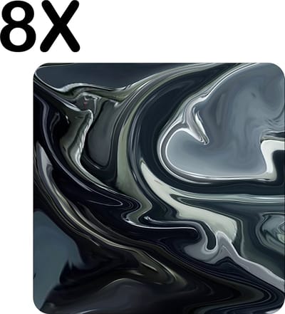Luxe Placemat - Abstract Vloeibaar Metaal - Set van 8 Placemats - 50x50 cm - 2 mm dik Vinyl - Anti Slip - Afneembaar