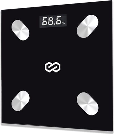 Infinity Goods Digitale Personenweegschaal met App - Smart Scale - Slimme Weegschaal Met Lichaamsanalyse - Zwart