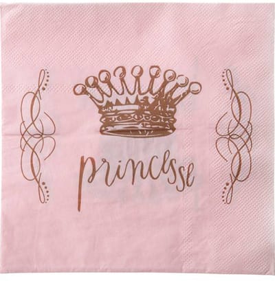 SANTEX - 20 roze prinses papieren servetten 33 x 33 cm met kroon