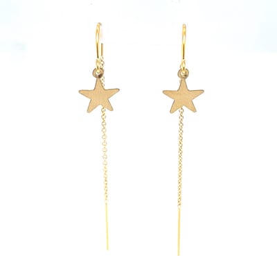 Pat's Jewels Oorbellen - Doortrek Oorbellen - Minimalistische Oorbellen - Oorketting - Ster Bedel- Goud