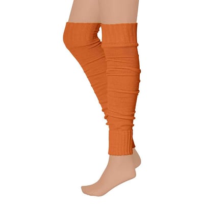 Apollo - Overknee beenwarmers - Fluor Oranje - One Size - Feestkleding - Beenwarmers carnaval - Warme Beenwarmers