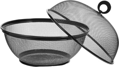 Fruitmand met Vliegenkap - Zwart - Diameter: 22,5 cm - Fruitopberger - Zwarte Fruitmand