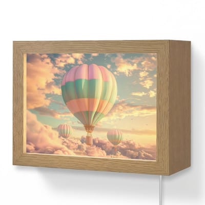 Wandlamp 20x15 cm - Oplaadbaar - Luchtballon - Dromen - Wolken - Lucht - Wandlampen binnen woonkamer - Slaapkamer lamp met kabel - Decoratieve nachtlamp - Vloerlamp snoer