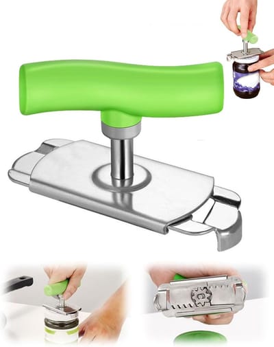 Handige RVS Flessenopener voor Senioren, Verstelbare Glazen Dekselopener en Keukenaccessoire voor Eenvoudig Openen van Flessen en Potten