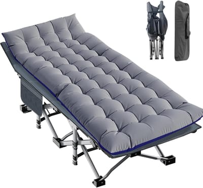 Opvouwbaar Kampeerbed - Reisbed Buiten - Ontspannen Buiten - Dubbellaags Oxford - 198 x 81 cm - Blauw