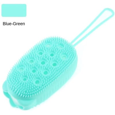 Dubbelzijdige siliconen bubbelbad bodyborstel met zeepopslag spons massage hoofdhuidscrubber huidreiniging douche exfoliërende handschoen blue