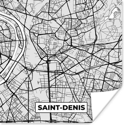 Poster Kaart - Stadskaart - Frankrijk - Saint-Denis - Plattegrond - 100x100 cm XXL