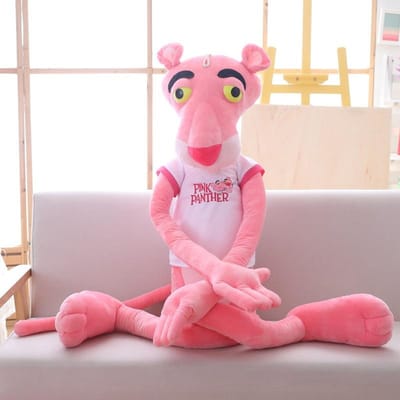 Panther Zacht Speelgoed voor Kinderen Pluche Gevulde Pop Baby Kinderen Kind Katoen Ondeugende Roze Luipaard Speelgoed Cadeau 55cm white