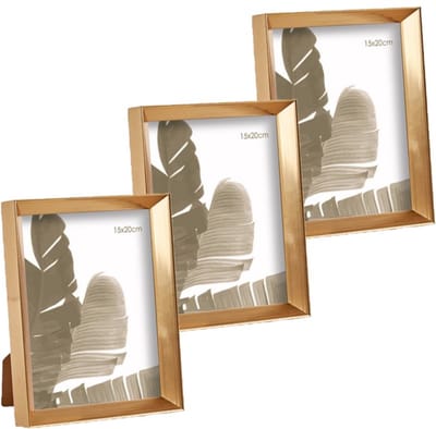 Arte r Fotolijstje - 3x stuks - goud - kunststof - voor foto van 15 x 20 cm - fotolijst