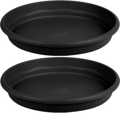 Hega Hogar Opvangbord - 2x - zwart - kunststof - D18 cm - onderschaal/opvangbord