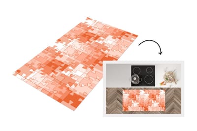 Keukenloper - Loper keuken - Puzzel - Oranje - Patronen - 120x60 cm - Keukenloper vinyl
