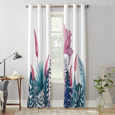 Exotische Bloemen Raamgordijnen Voor Woonkamer Slaapkamer Luxe Moderne Keukengordijnen Stoffen Drapes 135W x 60H(cm) x1 white
