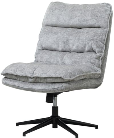 Armleloze gestoffeerde bureaustoel 63.5 x 81 x 96-102cm draaibare stoel met zachte stoffen bekleding in hoogte verstelbaar stalen poten grijs gestoffeerde stoel draaistoel