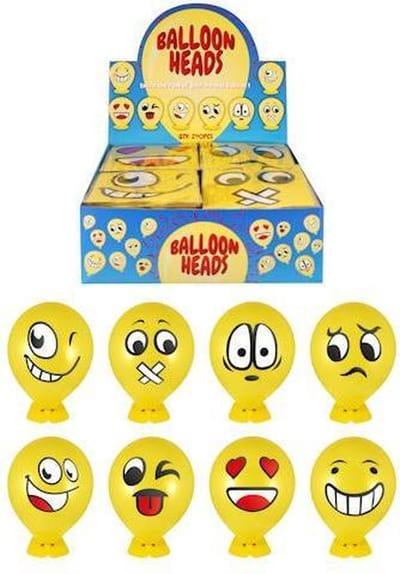 240 Stuks - Uitdeelcadeautjes - Ballon Hoofden – Model: Smiley's in Display - Traktatie voor kinderen - Jongens - Meisjes - Ballon