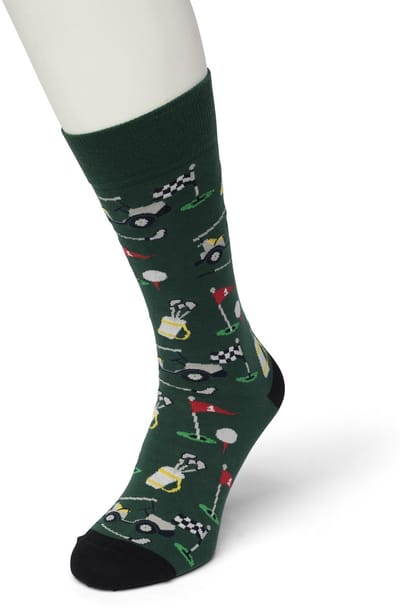 Bonnie Doon Heren Sokken met Golf Print maat 40/46 Donker Groen - Thema Sokken - Golfen - Cadeau Sokken - Word je Happy en vrolijk van - Zacht Katoen met Gladde Teennaad - Comfortabel - Perfect Cadeau - Blue Spruce - BT992112.151