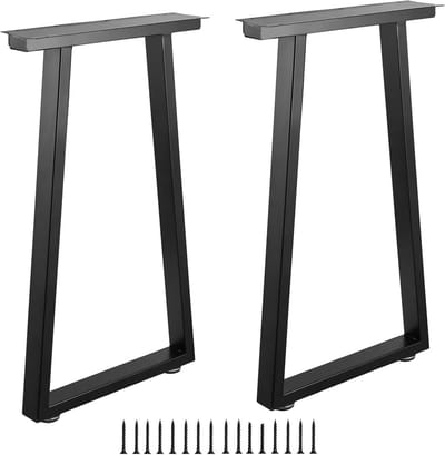 Set van 2 Zwarte Trapezium Tafelpoten - Hoge Kwaliteit Metalen Poten voor Eettafel of Bureau (71 cm)