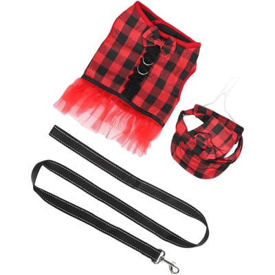 Harnais-veste pour cochon avec laisse et bonnet, harnais anti-fugue pour la promenade(Rouge Noir S) S red