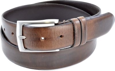 Heren Riem volnerf Leer Bruin - 3.5 cm Breed - Broekriem - Nette Riem - Pantalon Riem - Maat: 105 / Totale lengte riem 120 cm - Echt Leer