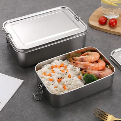 GELLDG Lunchbox van roestvrij staal - Lunchbox met twee compartimenten - Lekvrij ontwerp - Met uitneembare verdeler - Inhoud 1200 ml - Milieuvriendelijk en BPA-vrij - Geschikt voor volwassenen en kinderen
