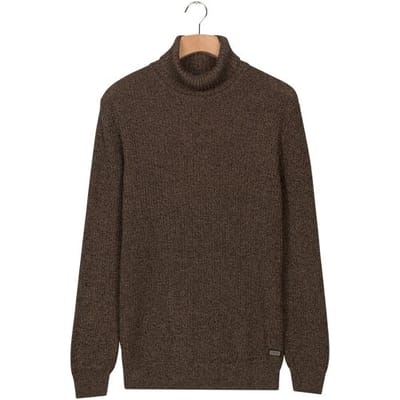 Baileys Trui Rollneck Mouliné Rib Structure Taupe / male