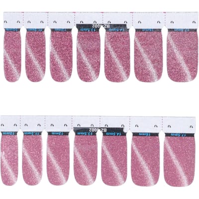 14 stuks Zelfklevende Nagelsticker DIY Glitter Modieuze Nagellakstrip Volledige Wraps Decal(02 ) pink