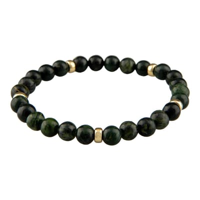 Armband natuursteen: Donkergroene Jaspis 6mm & 14kt goud
