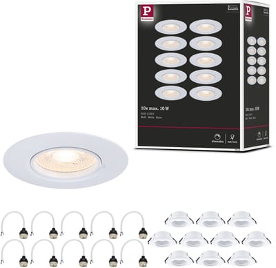 Inbouwlamp Set van 10 star rond 90 mm GU10 max. 10x10W 230V dimbaar Wit