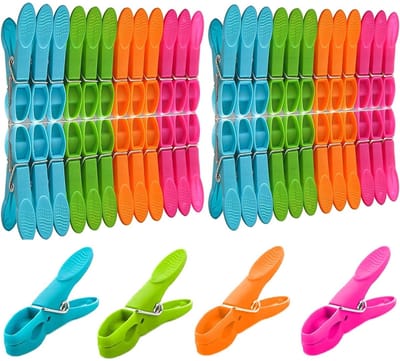 longziming -48-delige Wasclips Set – Duurzaam PP & RVS – Sterke Klemmen voor Kleding, Sokken & Ondergoed – Multicolor, Herbruikbaar & Multifunctioneel