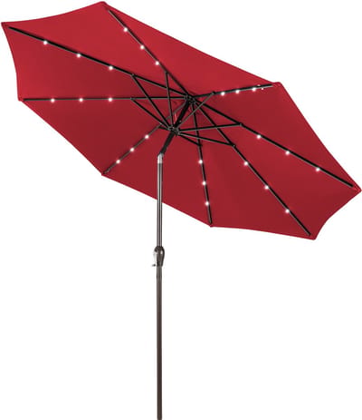 KOMFOTTEU Parasol 300cm - met led en zwengel - knikbaar - tuinparasol - stokparasol - strandparasol - voor tuin, strand, balkon