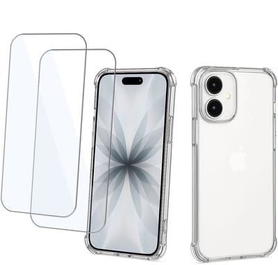 ChiGuard Hoesje & 2x Screenprotector geschikt voor iPhone 17 Hoesje Screenprotector - Gehard Glas Cover + Shock Proof Case – Transparant