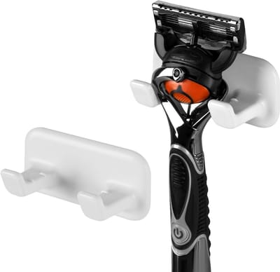 2 Pack Douche Scheermes Houder, Zelfklevende Scheermes Haak, Geschikt voor Gillette Fusion 5 en Harry's Scheermessen, Ideaal voor Badkamerorganisatie en Ruimtebesparing
