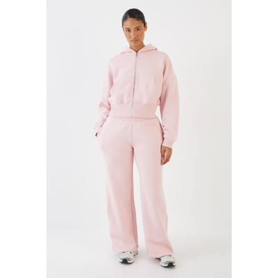 Dames Dsgn Studio Boxy Crop Trainingspak Met Rits Door En Capuchon Met Diepe Zoom | Roze | Maat: Large